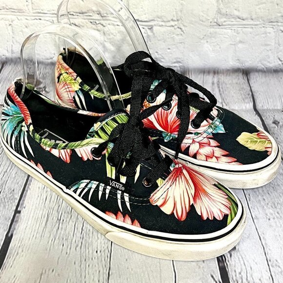 VANS Women's Tropical Hawaiian Print Black Pink Canvas Shoes Sneakers Size 6.5 - Picture 2 of 7